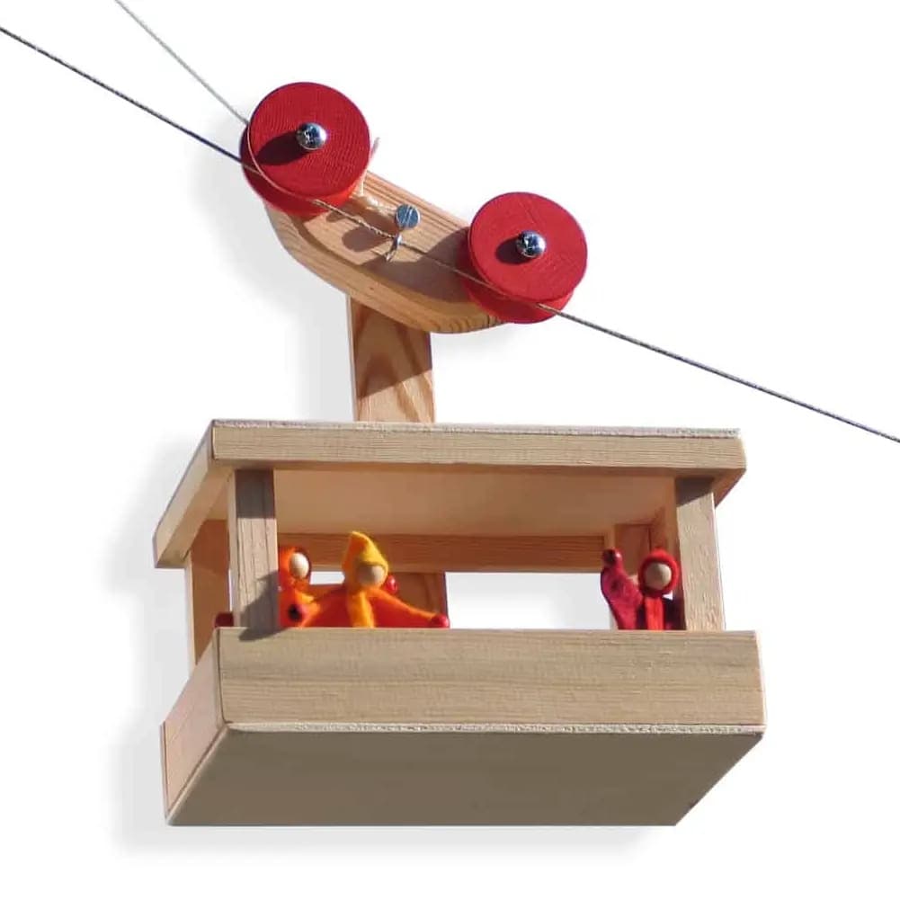 Telecabină din Lemn Kraul – Gondolă pentru Păpuși și Figurine - Imagine principală
