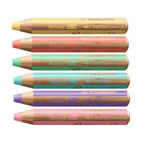 Creioane colorate 3 in 1 Stabilo, 6 bucati Woody - Imaginea 3