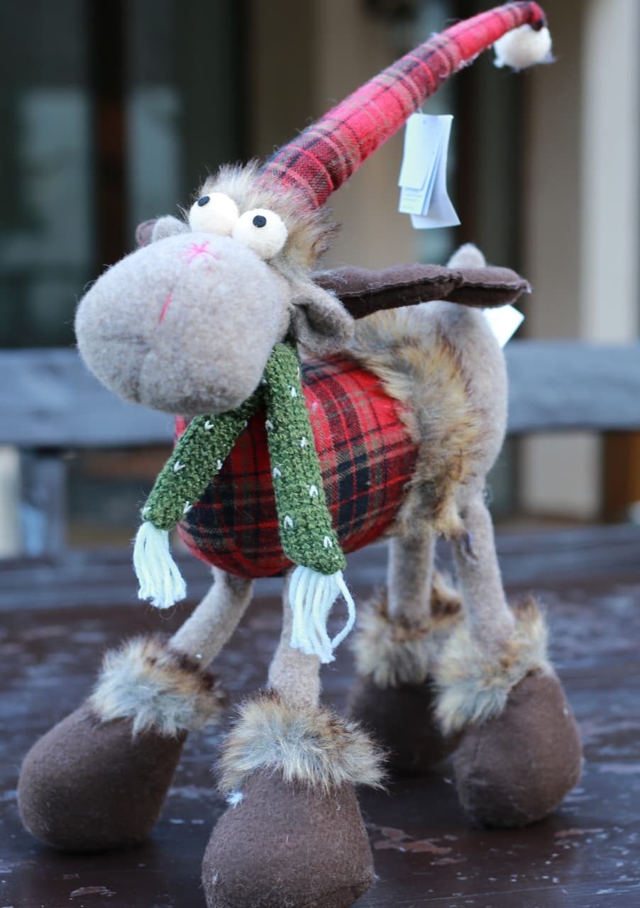 Decorațiune Ren Festiv (60 cm) – Stil Rustic cu Detalii Tartan - Imaginea 2