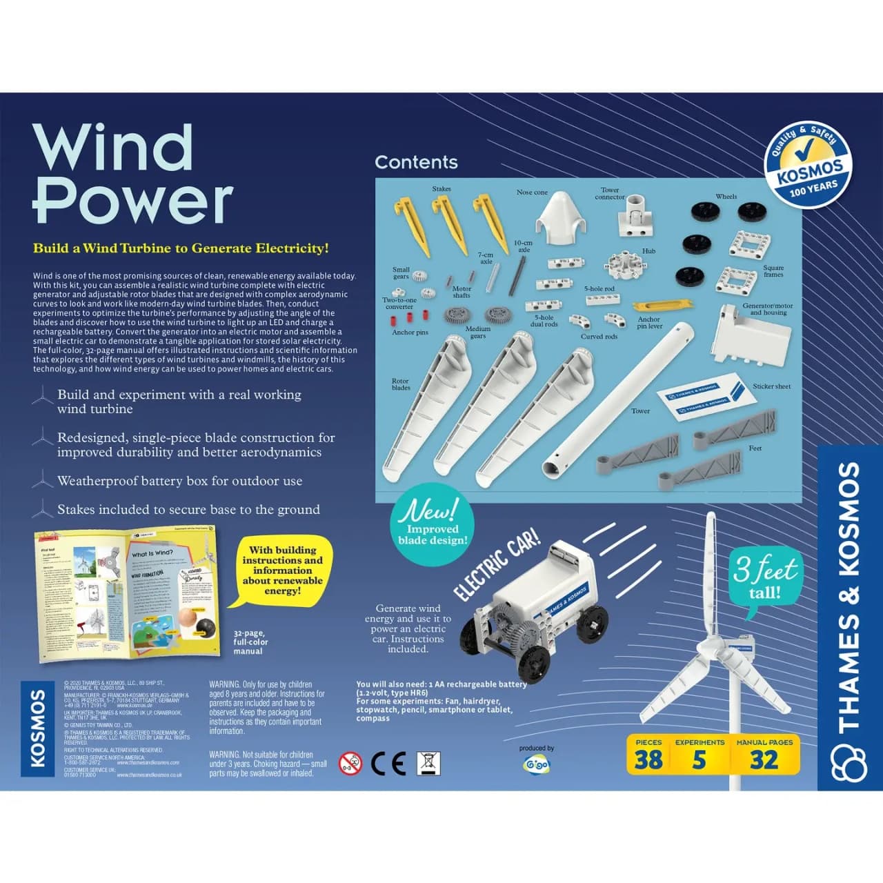 Kit Experimente STEM Thames & Kosmos® – Turbină Eoliană și Generator de Electricitate 91cm - Imaginea 4