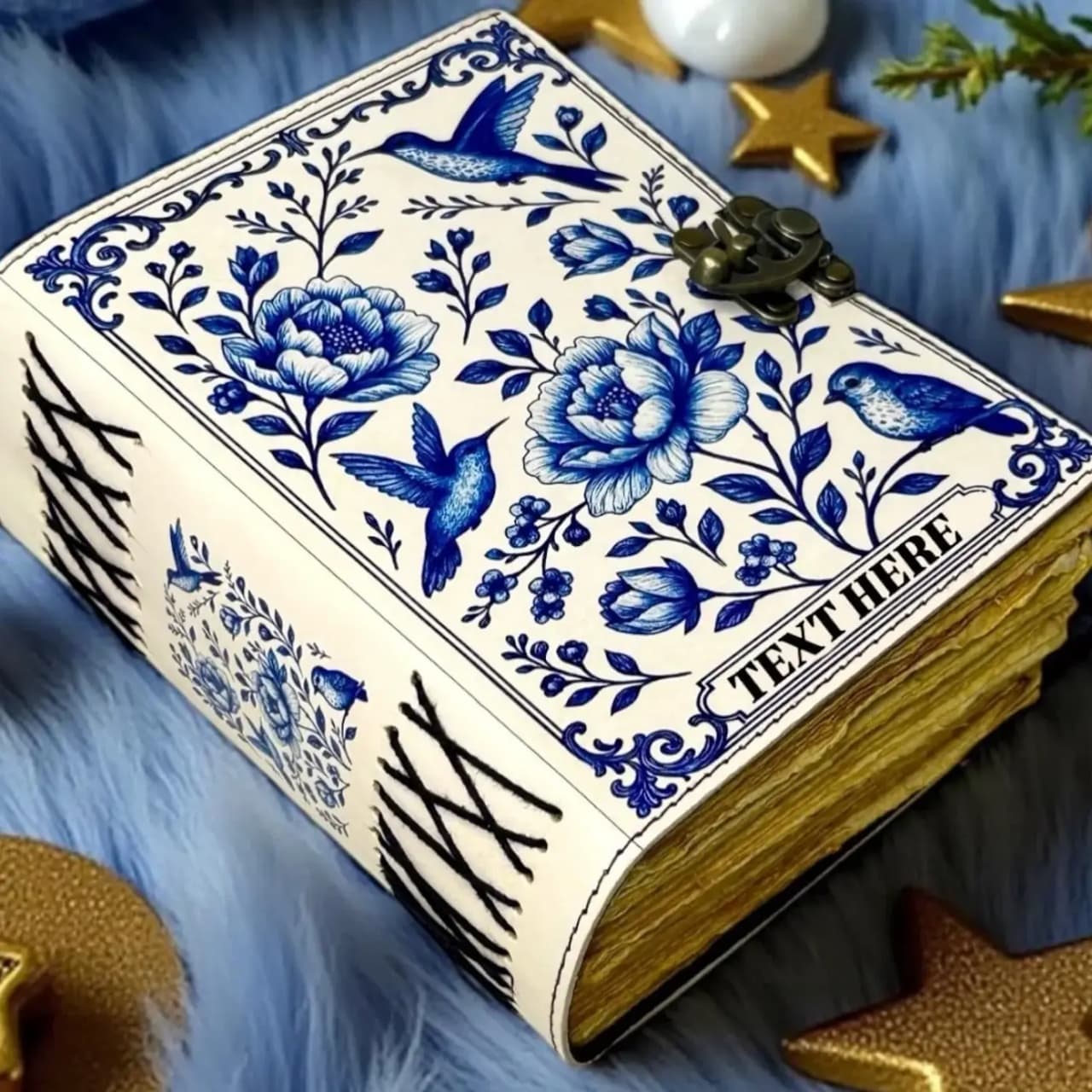 Jurnal Vintage din Piele Grimoire – Model Flori și Colibri - Imagine principală