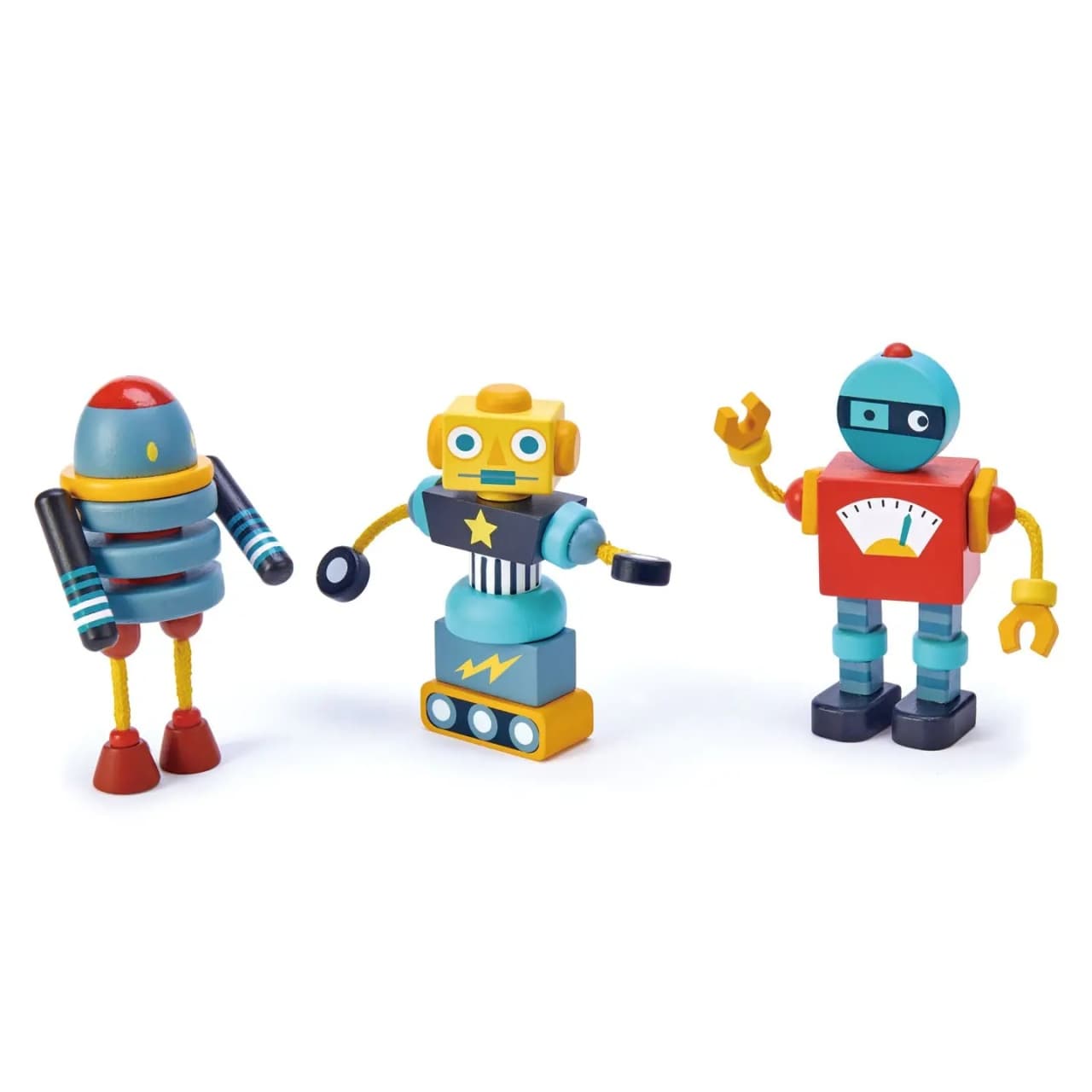 Set de Construcție din Lemn Tender Leaf Toys® – Roboței Retro Modulari - Imagine principală