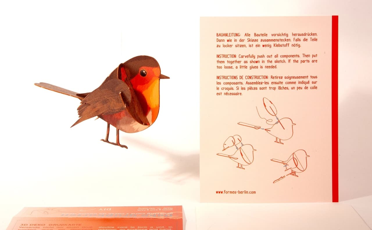 Felicitare 3D Decorativă din Lemn - Măcăleandrul (Robin) - Imaginea 5
