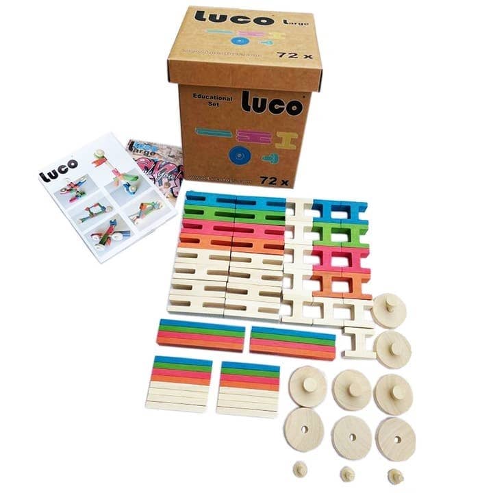 Set de Construcție din Lemn Luco Large – 72 de Piese Eco-Friendly