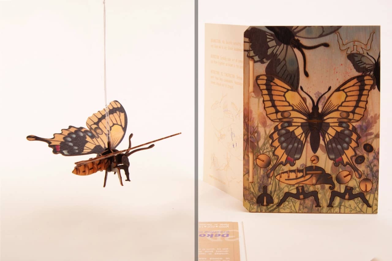 Felicitare 3D din lemn Fluture - Decorațiune artizanală de asamblat