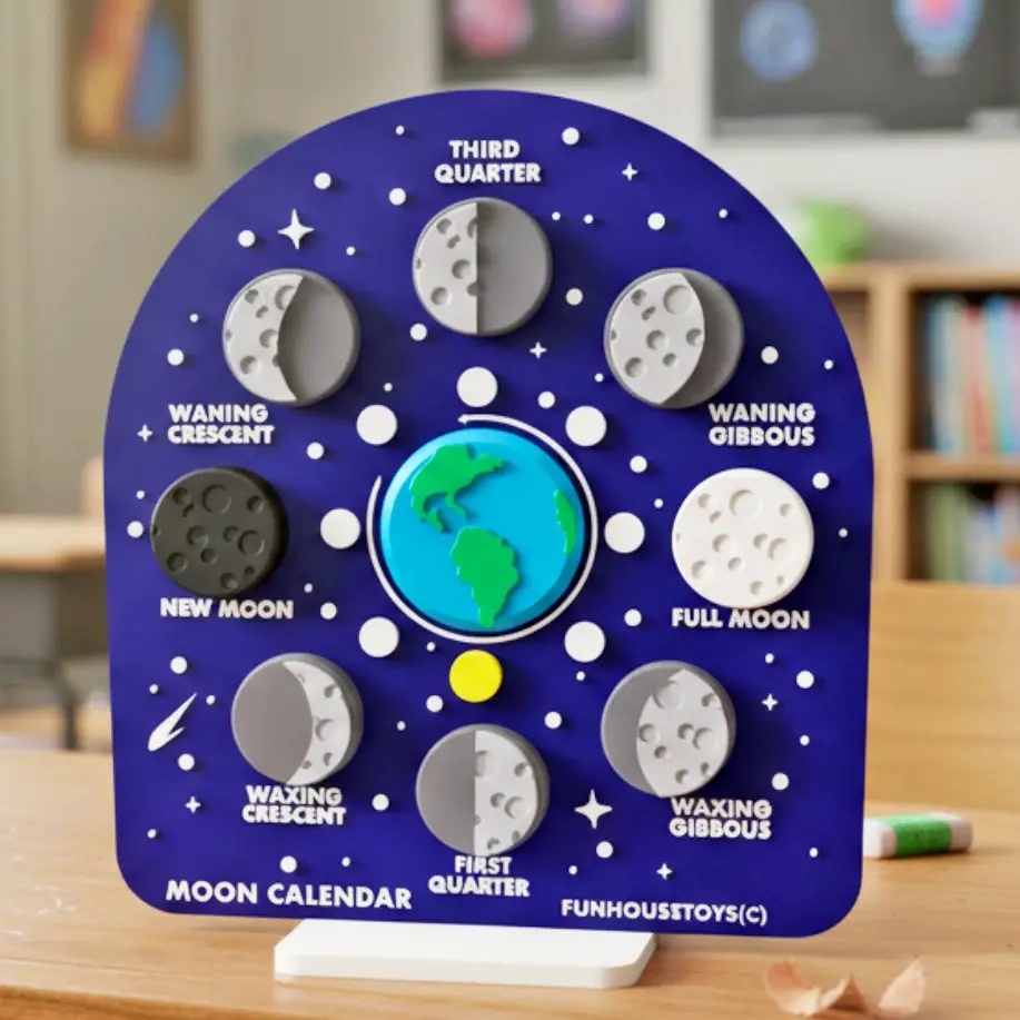 Puzzle și Model Didactic 3D – Fazele Lunii