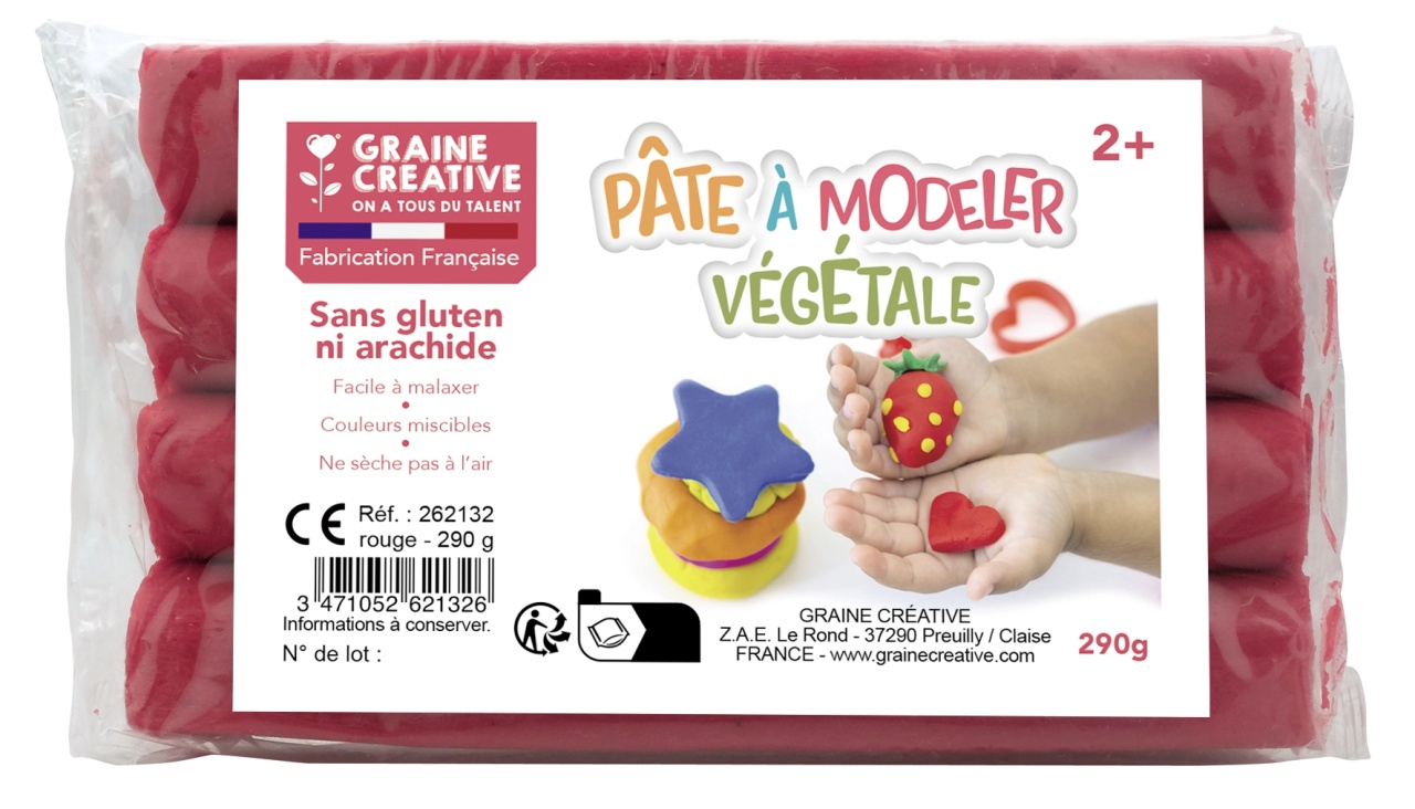 Graine Creative, Plastilina Vegetala (290g) – Roșu Vibrant