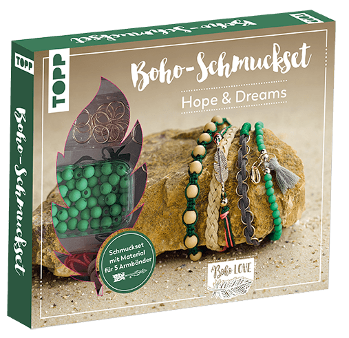 Set Creativ DIY Bijuterii Boho - Hope & Dreams (TOPP, frechverlag), confecționare 5 brățări