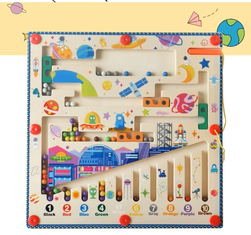 Labirint Magnetic de Sortare Culori și Numere, Joc Educativ Montessori