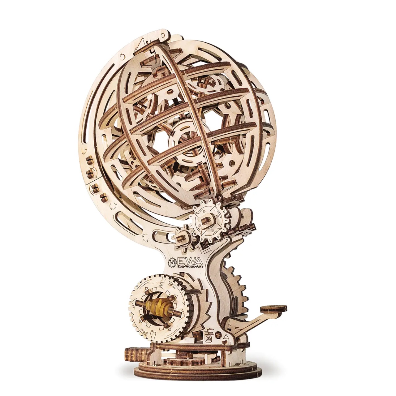 EWA Glob Cinetic – Puzzle 3D Mecanic din Lemn cu Auto-Rotație, 205 piese