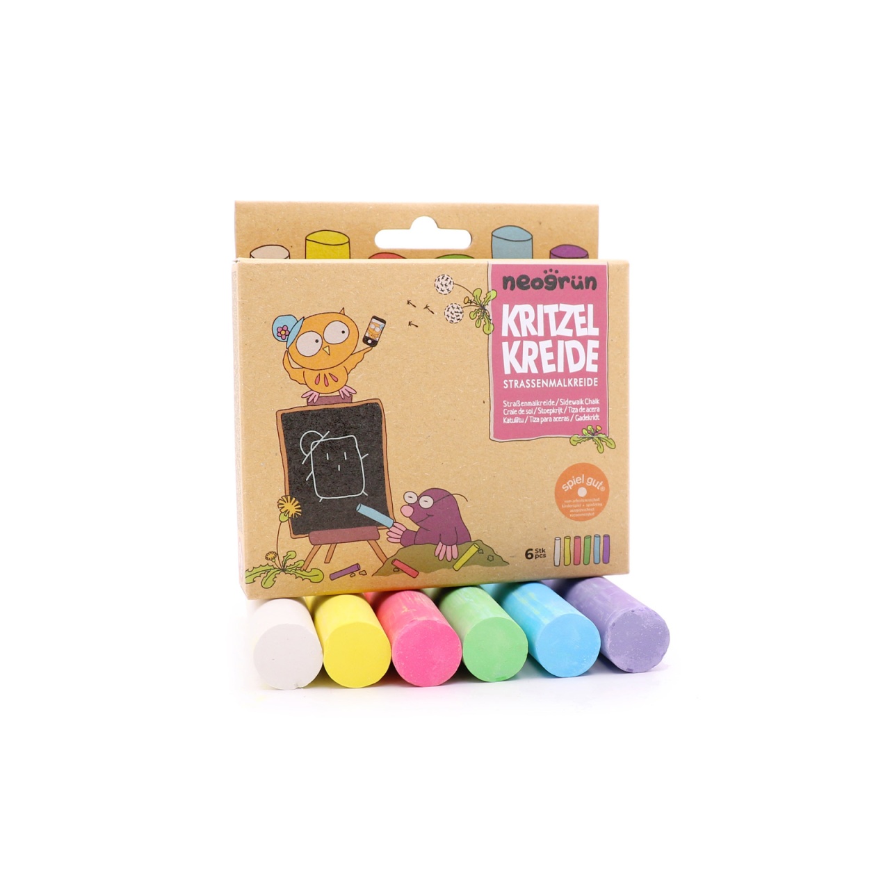 Cretă Colorată pentru Asfalt neogrün: Set de 6 Culori "Kritzel"